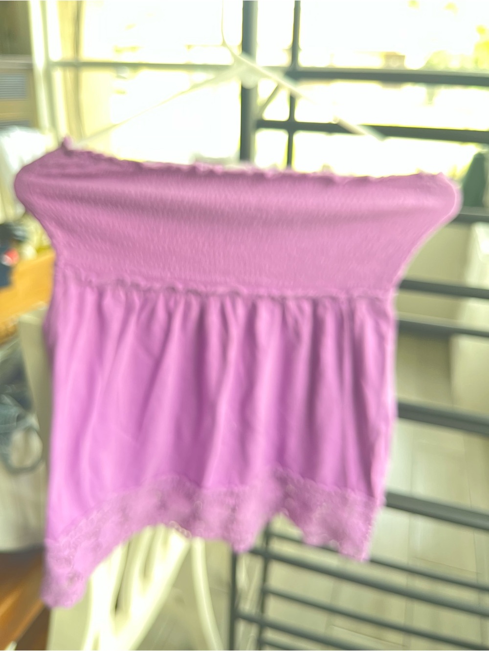 Love Rocks Lavender Strapless Smocked Camisole with Lace Trim